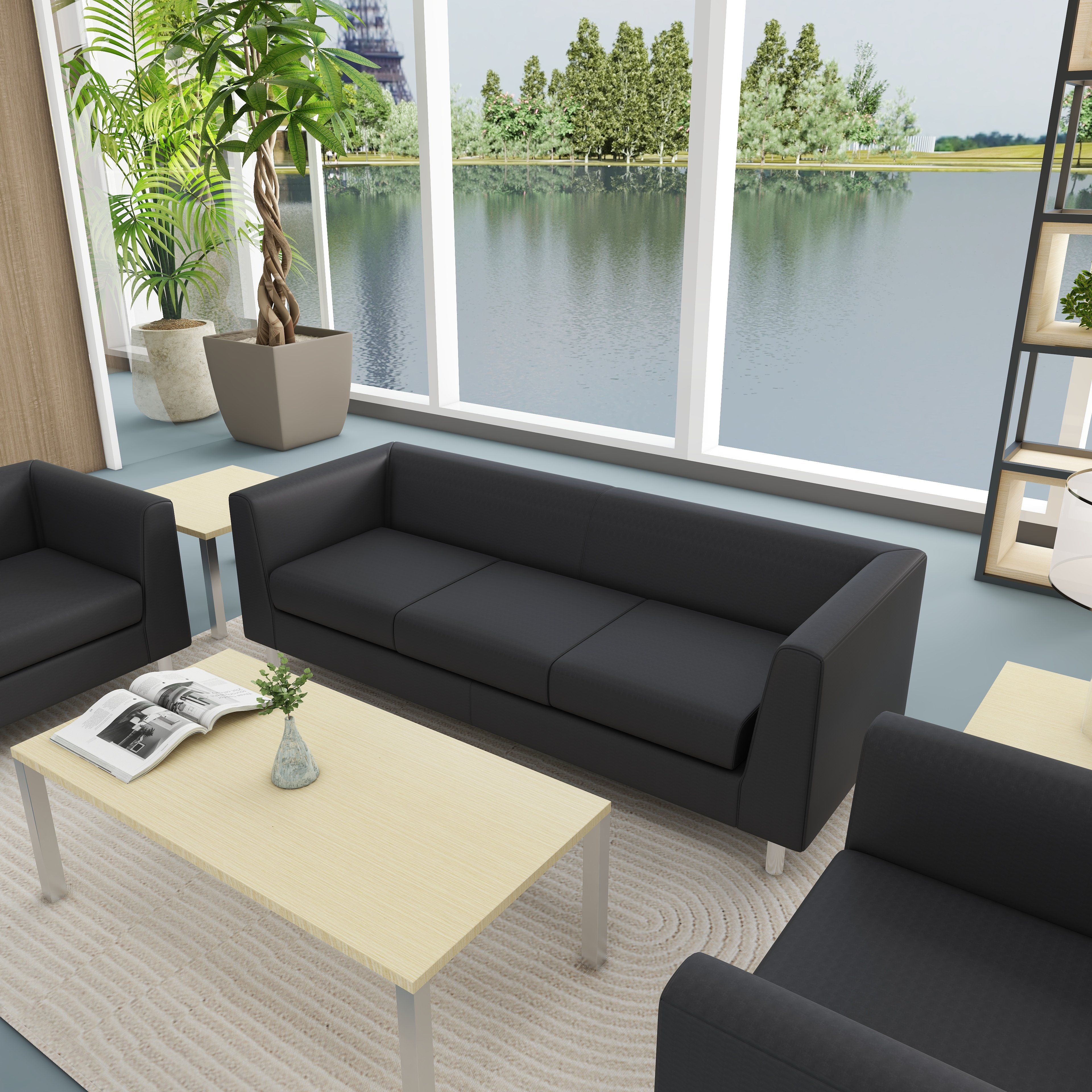 QUAMA Contemporary Office Sofa Set Lounge Sofa Set Seating Stylish Office Commercial Reception Area Comfortable Leather Modern