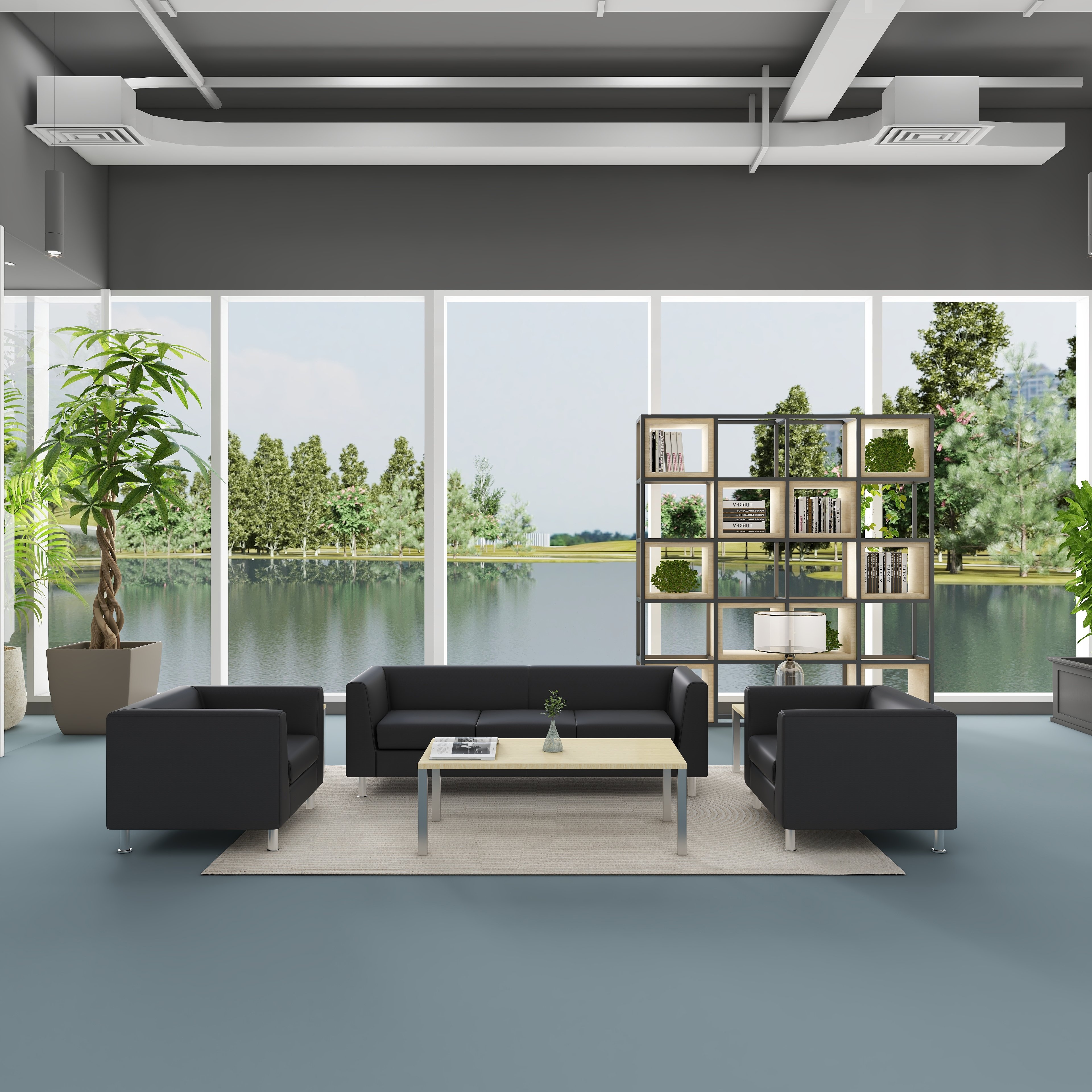 QUAMA Contemporary Office Sofa Set Lounge Sofa Set Seating Stylish Office Commercial Reception Area Comfortable Leather Modern