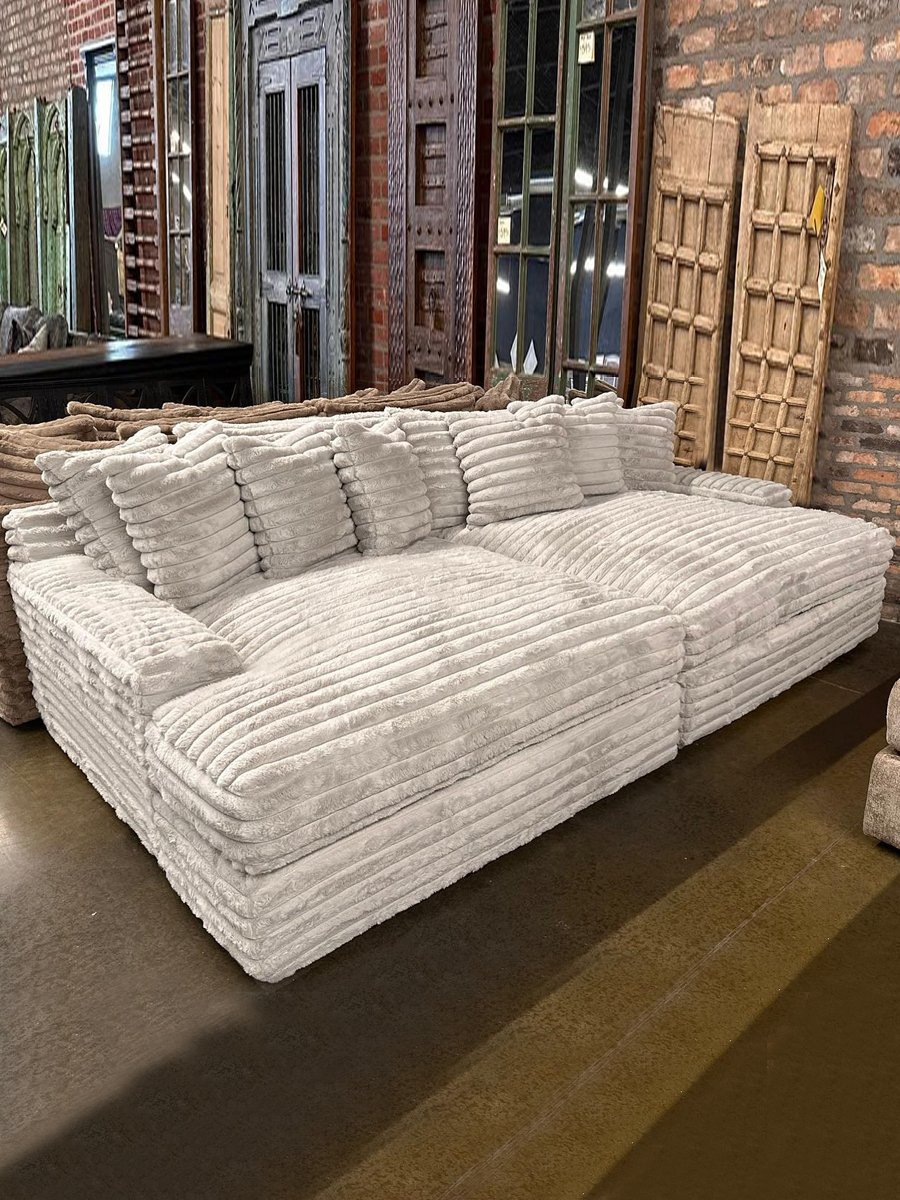 ATUNUS Thick Striped Corduroy Modular Sectional Sofa Couch Set Big Ted Daybed Villa Fabric For Living Room