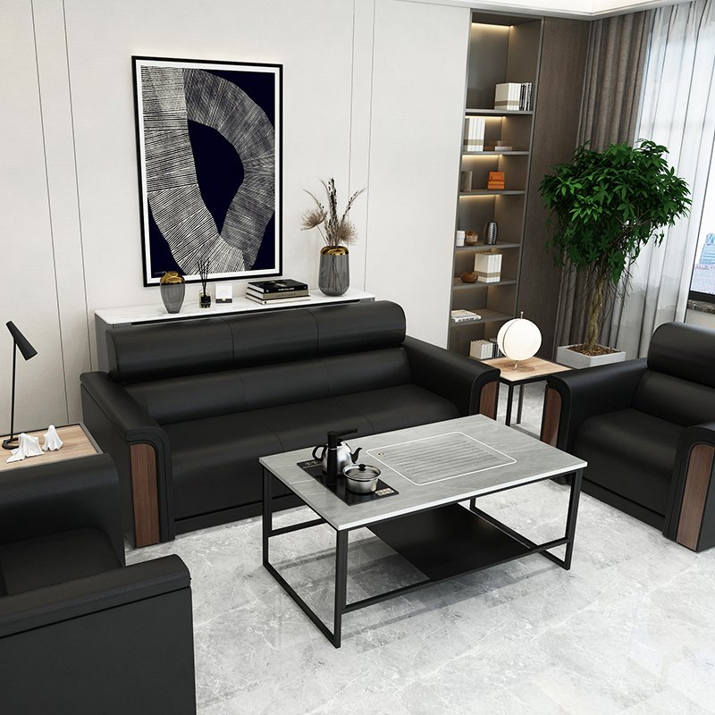 New Style Lower Price Deep Release Working Pressure Western Leather Black Office Sofa