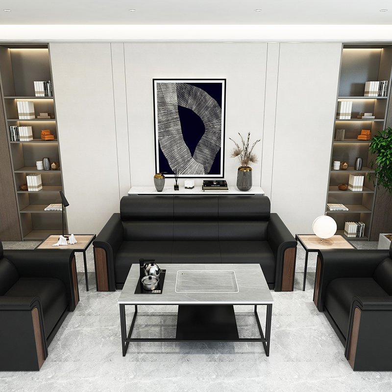 New Style Lower Price Deep Release Working Pressure Western Leather Black Office Sofa