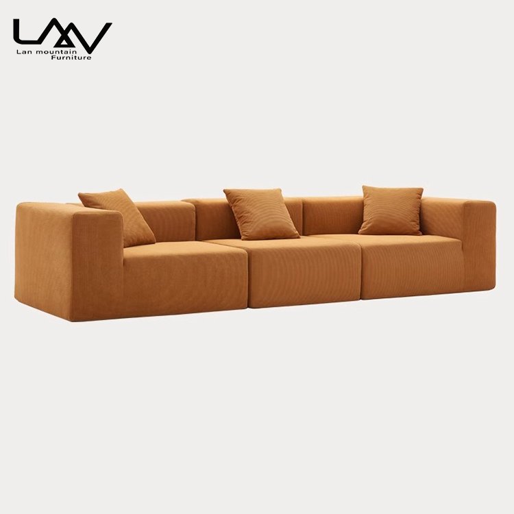 Modern Simple Vacuum Compressed Orange Sofa Height Density Sponge Modular Leisure Sofa For Living Room Furniture