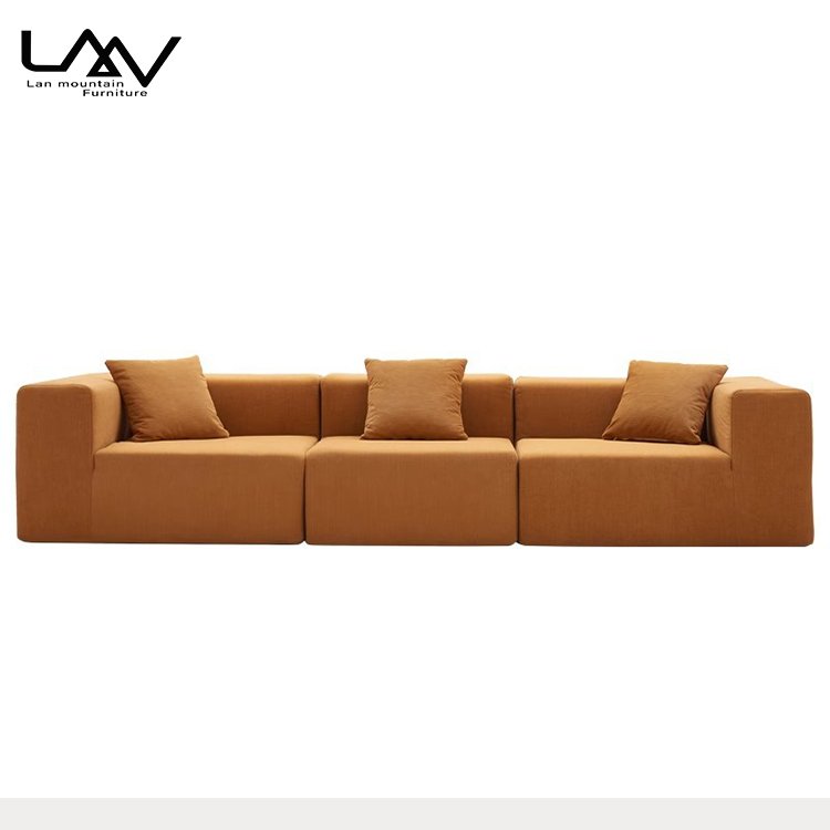 Modern Simple Vacuum Compressed Orange Sofa Height Density Sponge Modular Leisure Sofa For Living Room Furniture