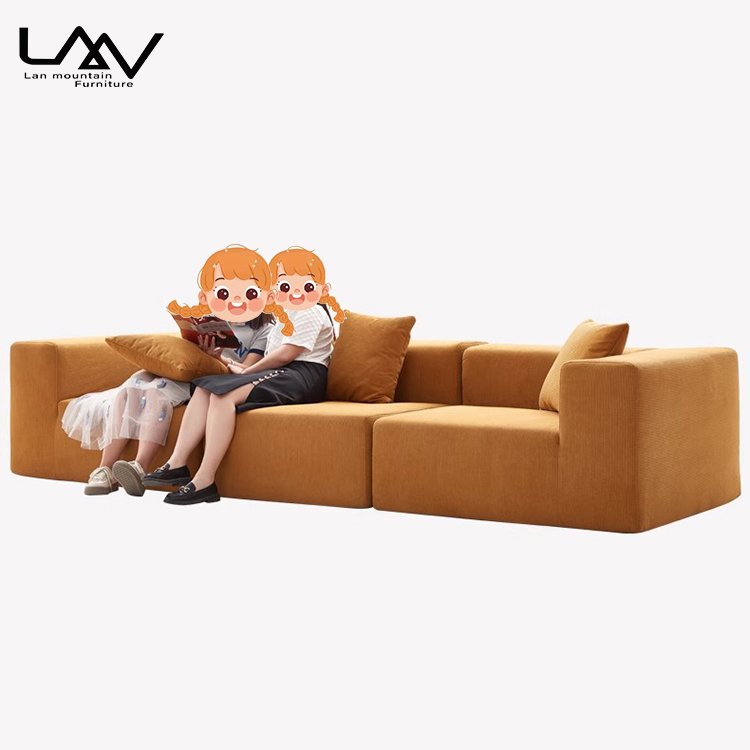 Modern Simple Vacuum Compressed Orange Sofa Height Density Sponge Modular Leisure Sofa For Living Room Furniture