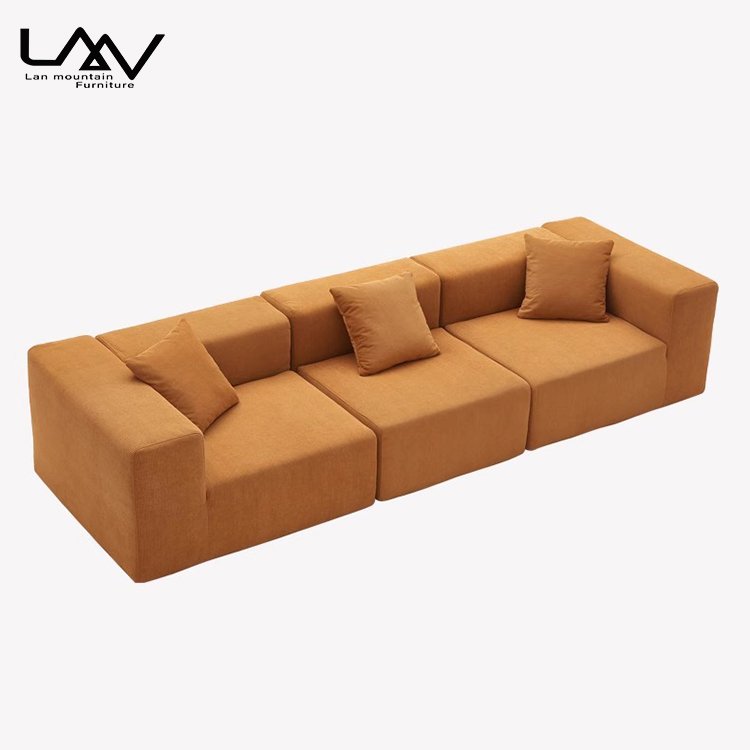 Modern Simple Vacuum Compressed Orange Sofa Height Density Sponge Modular Leisure Sofa For Living Room Furniture