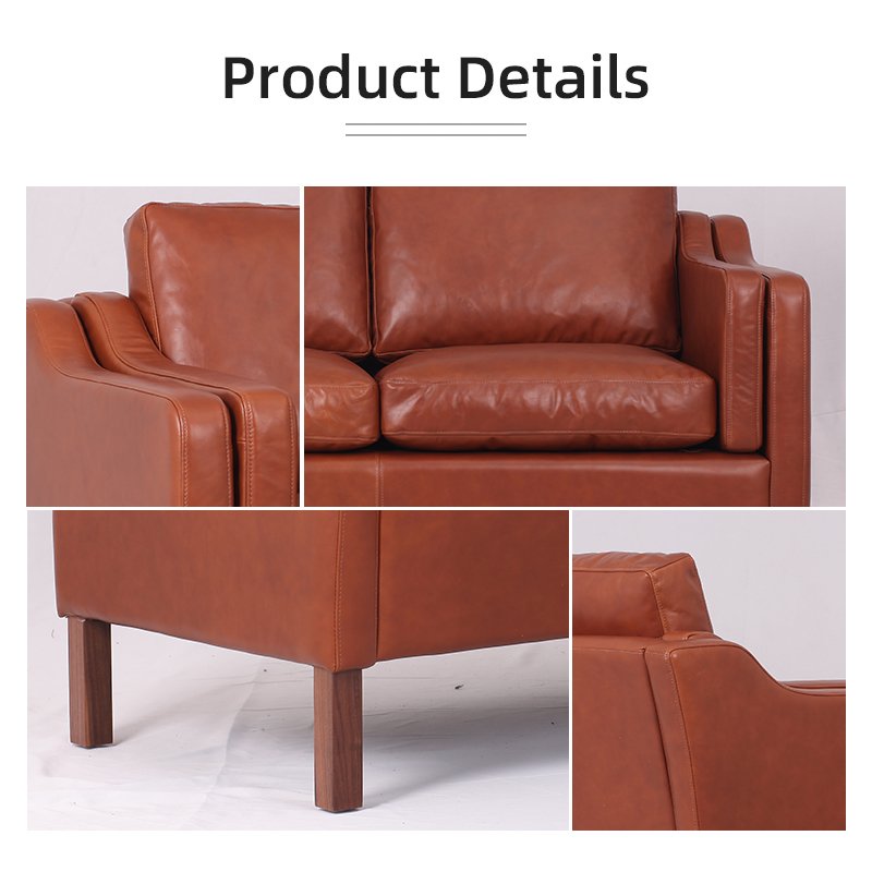 TITAHOT Mid Century Italian Style Top Genuine Leather Sofa OEM ODM - Wholesale Cozy And Comfortable Lounge Sofa
