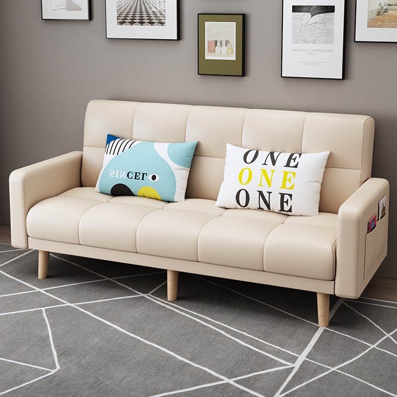Simple modern sofa Nordic single and double sofa small bed fabric foldable office sofa