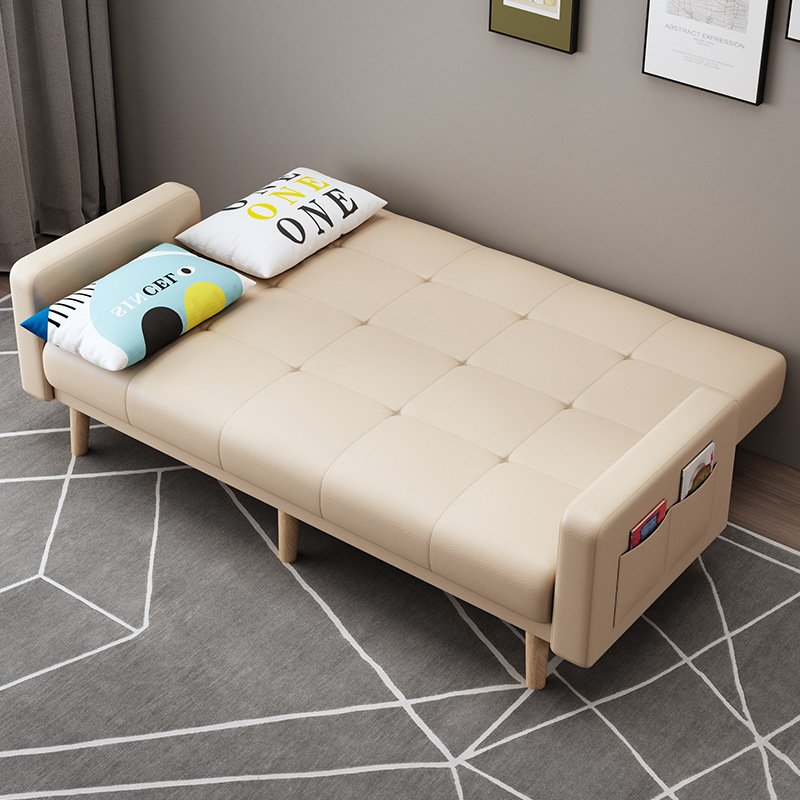 Simple modern sofa Nordic single and double sofa small bed fabric foldable office sofa