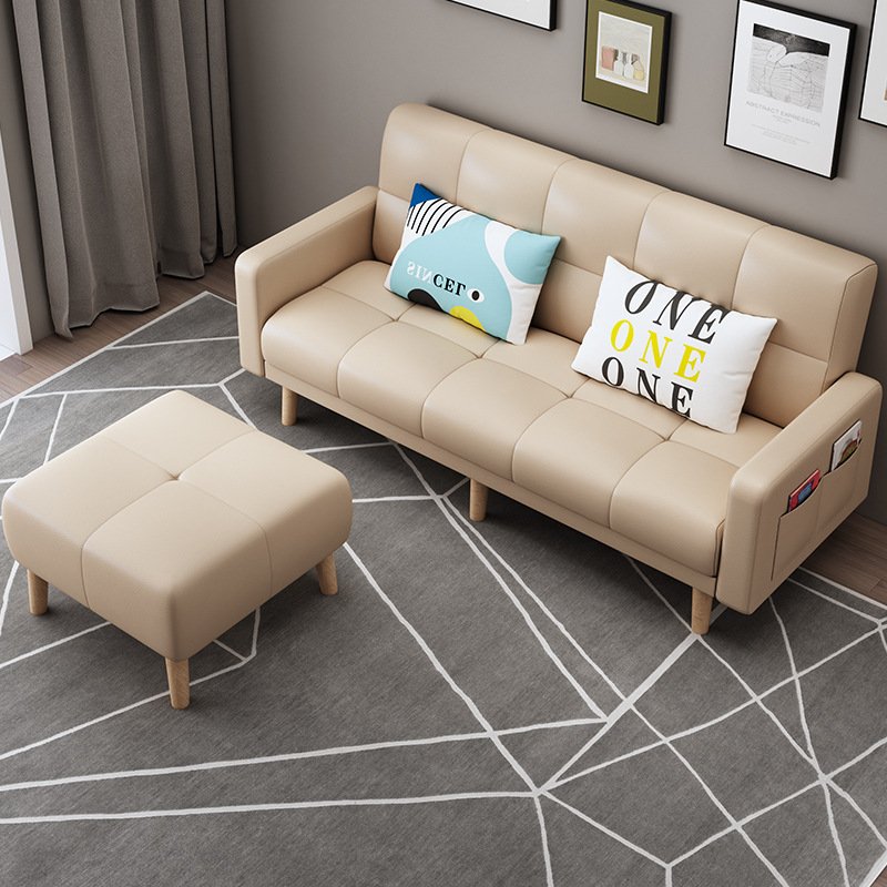 Simple modern sofa Nordic single and double sofa small bed fabric foldable office sofa