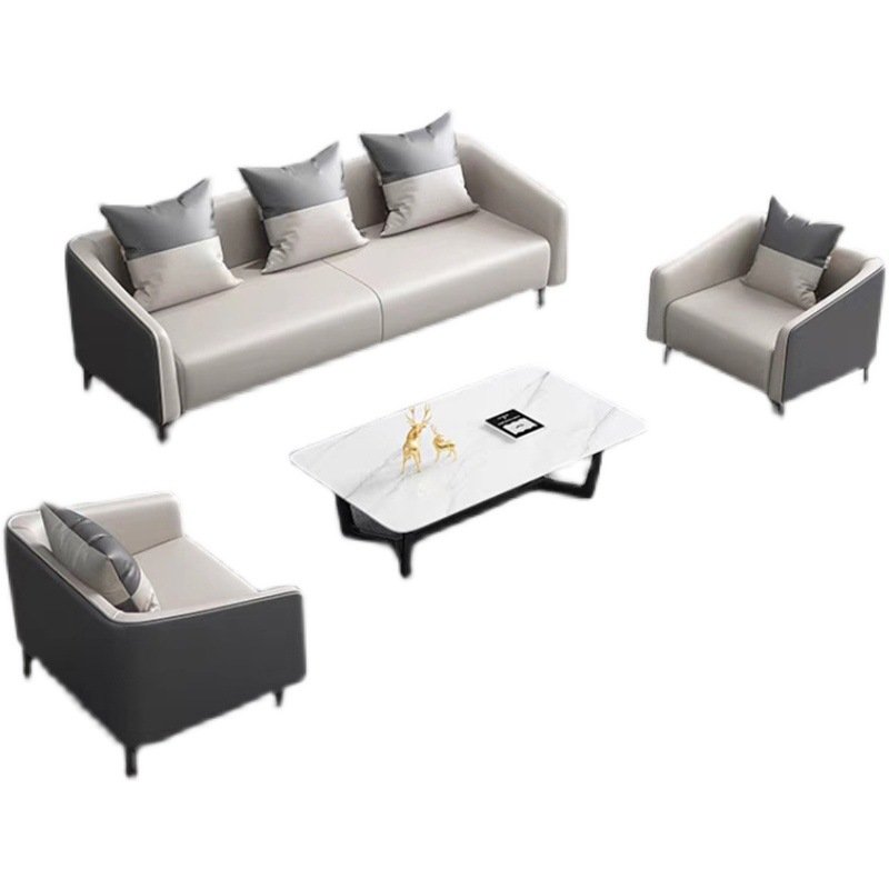 Italian Style Luxury Three-Person Office Sofa Coffee Table Set Simple Modern Design for Business Office Living Room Reception