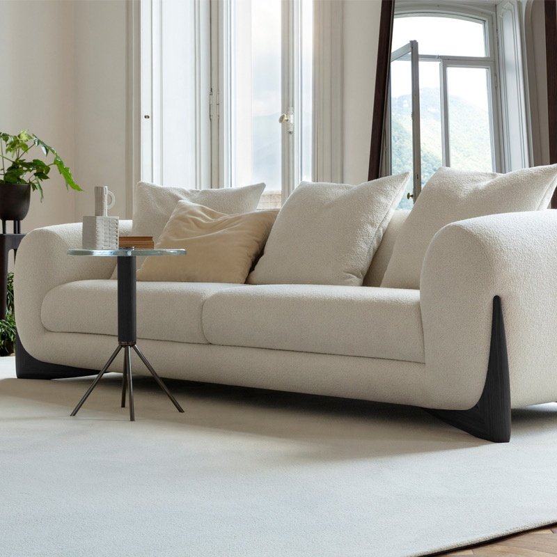 Modern Style Design Sense Simple Fabric Soft Modern Wooden Sofa Living Room Furniture Home Furniture Double white Sofa