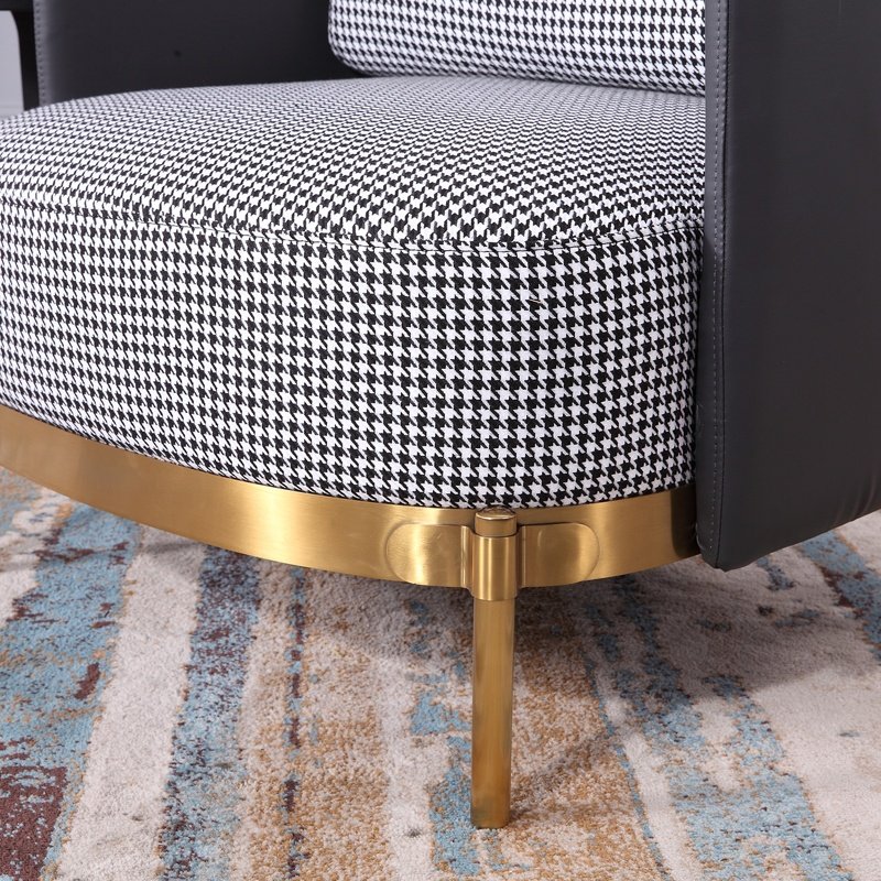 Customizable Single Leather and Fabric Sofa with Stainless Steel Feet Adjustable for Hotel Living Room Bedroom or Office Use