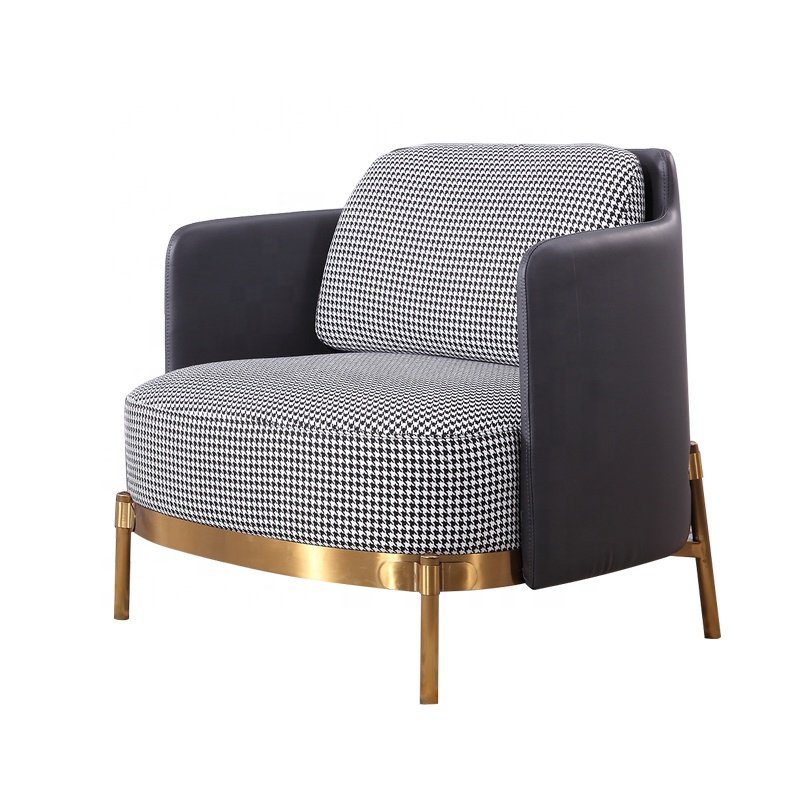 Customizable Single Leather and Fabric Sofa with Stainless Steel Feet Adjustable for Hotel Living Room Bedroom or Office Use