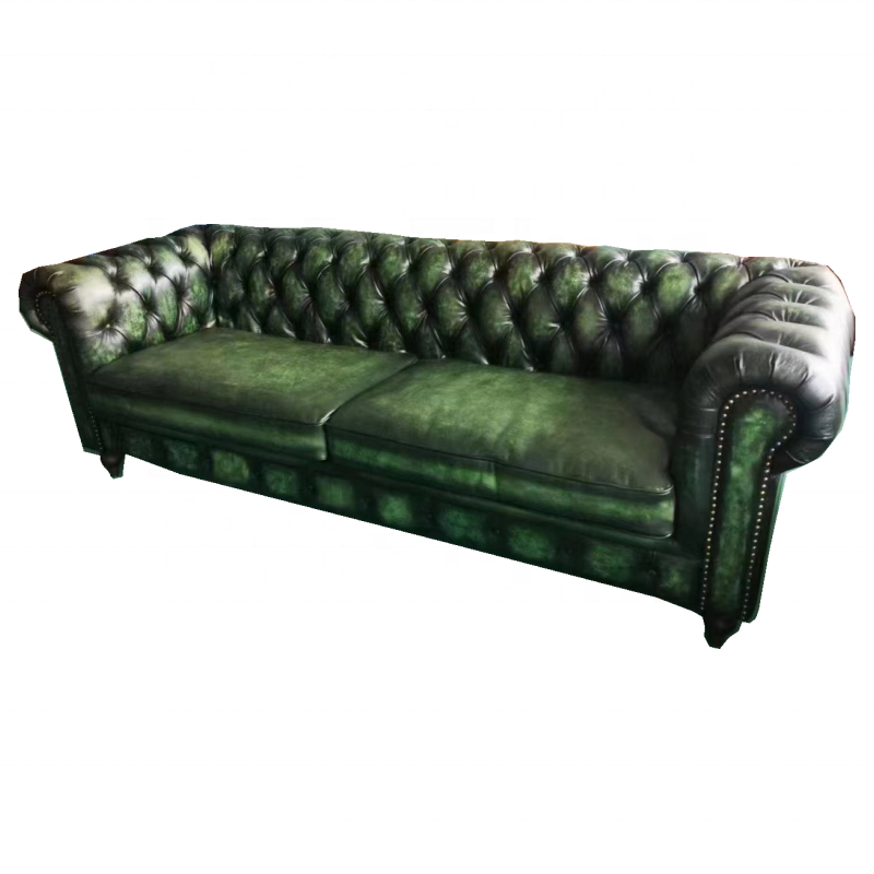 office sofa set furniture green leather sofa chesterfield 3 seat rolled arm living room lounge couch hotel lobby office sofa