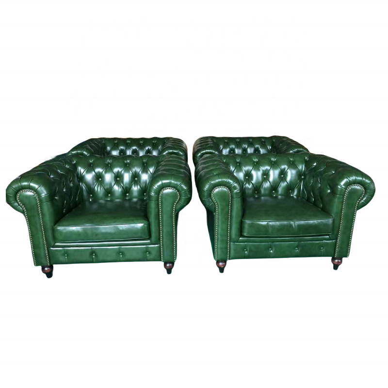 office sofa set furniture green leather sofa chesterfield 3 seat rolled arm living room lounge couch hotel lobby office sofa