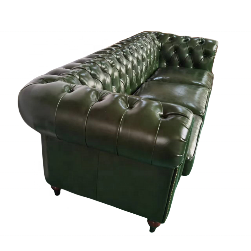 office sofa set furniture green leather sofa chesterfield 3 seat rolled arm living room lounge couch hotel lobby office sofa
