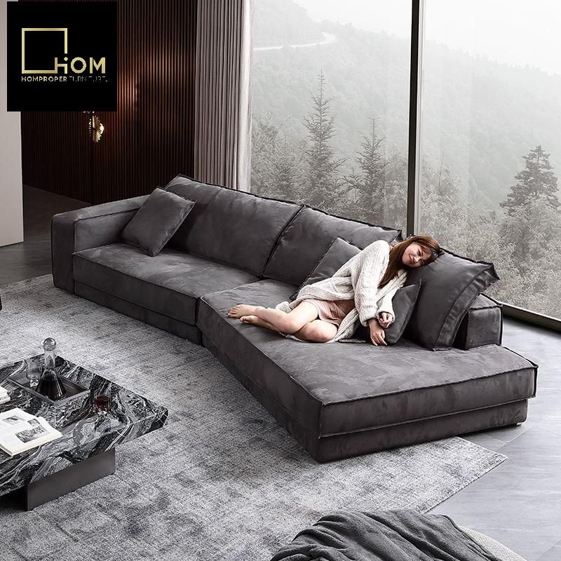 Budapest sofa shaped diagonal toffee full leather cowhide Italian minimalist luxury household living room feather fabrics