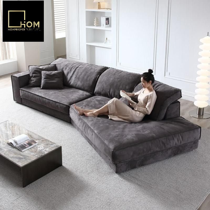 Budapest sofa shaped diagonal toffee full leather cowhide Italian minimalist luxury household living room feather fabrics