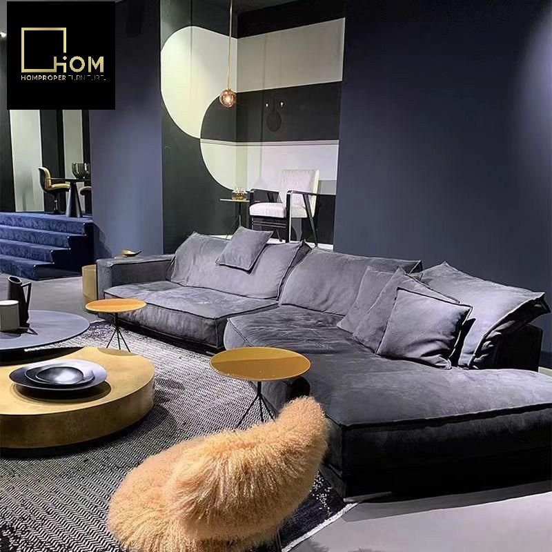 Budapest sofa shaped diagonal toffee full leather cowhide Italian minimalist luxury household living room feather fabrics