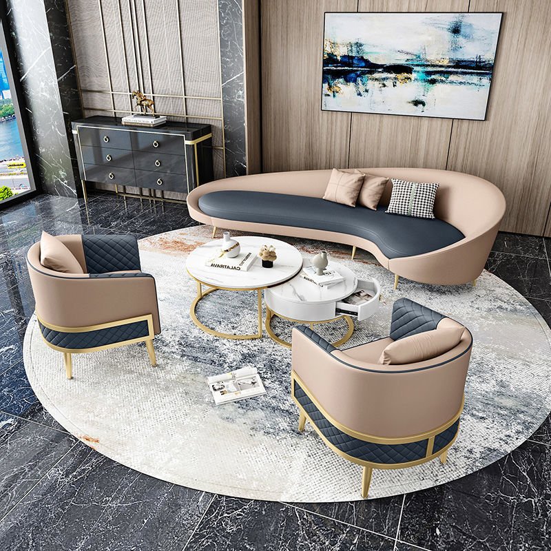 Light Luxury Office Furniture Circular Arc Shaped Creative Negotiation Sofas Beauty Salon Hotel Lobby Reception Leisure Rest