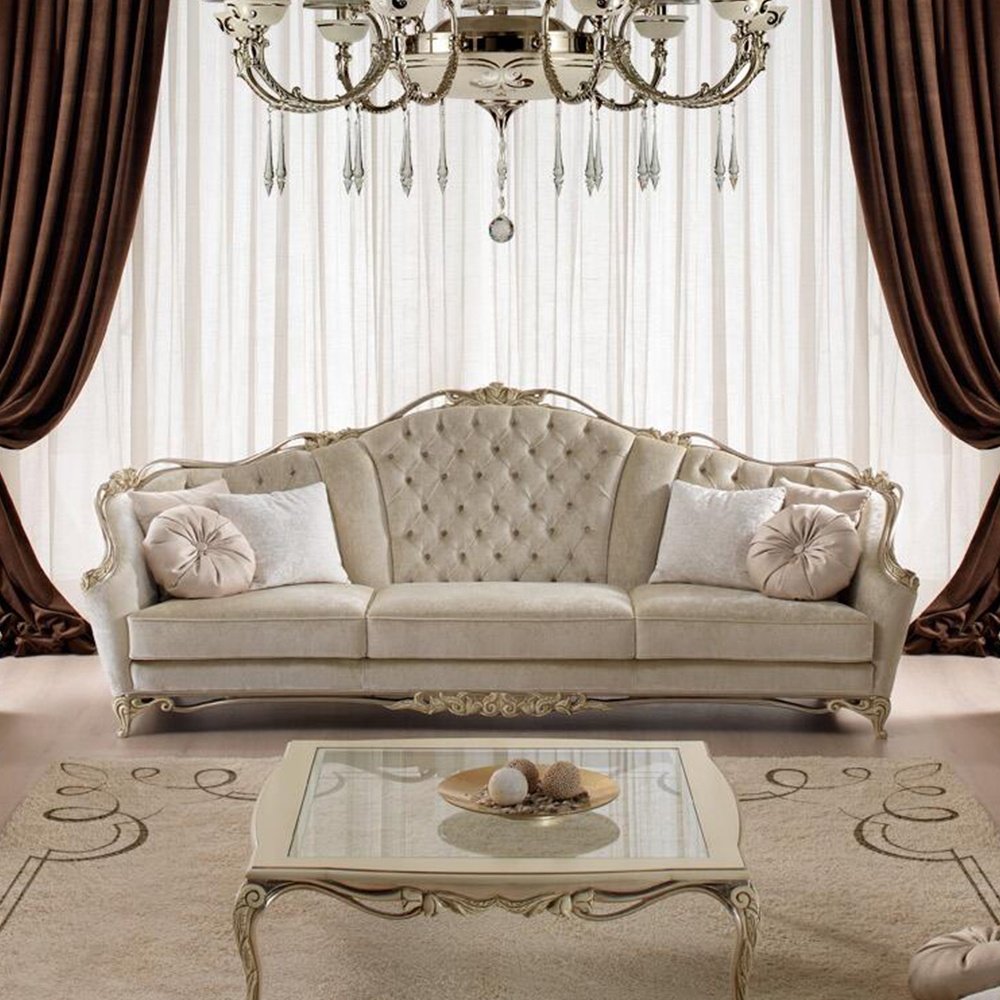 Sofa Chair Luxury Living Room Sofa Set High End Bespoke Carved 1+2+3 + Modern Chesterfield Sofa Livingroom Home Furniture Tufted