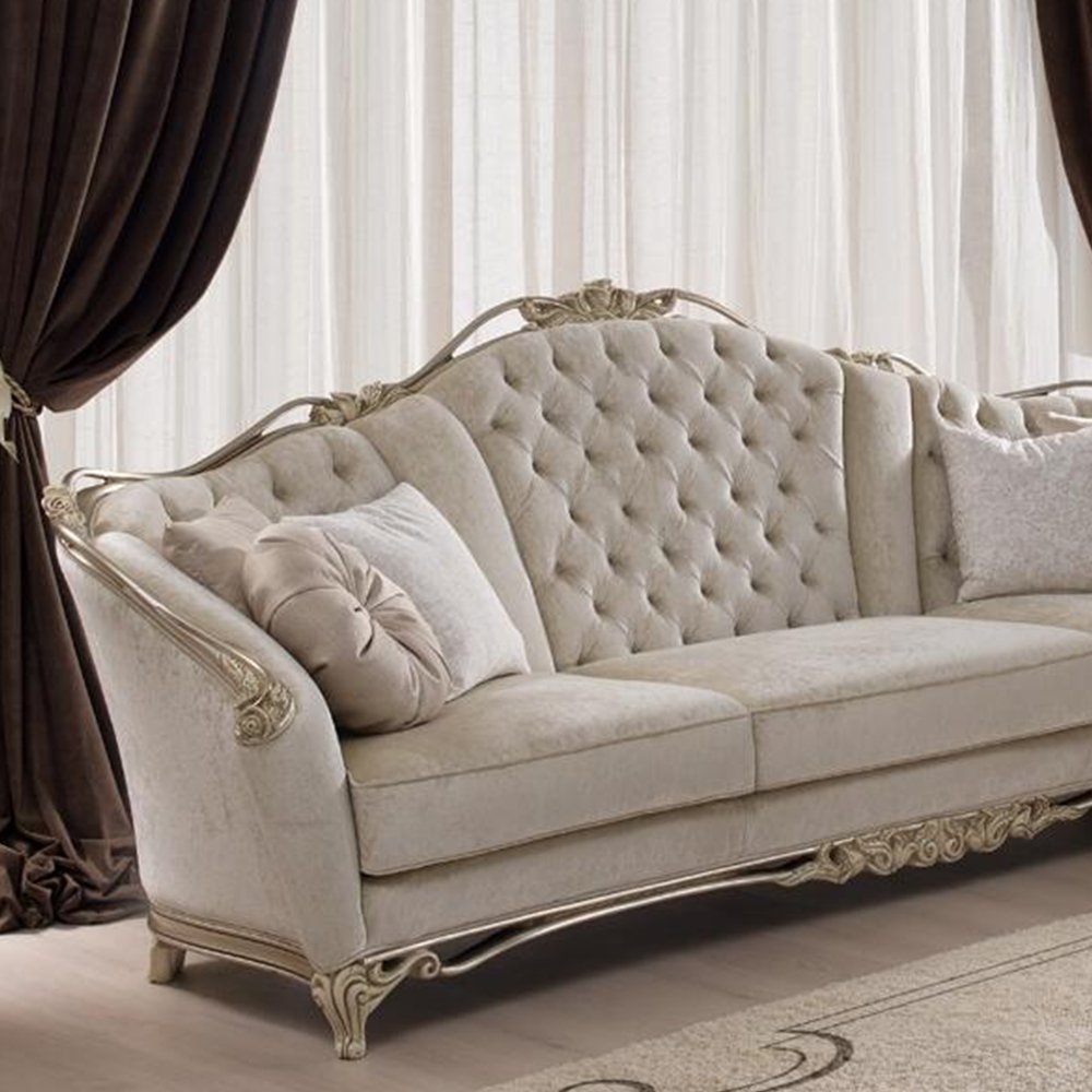 Sofa Chair Luxury Living Room Sofa Set High End Bespoke Carved 1+2+3 + Modern Chesterfield Sofa Livingroom Home Furniture Tufted