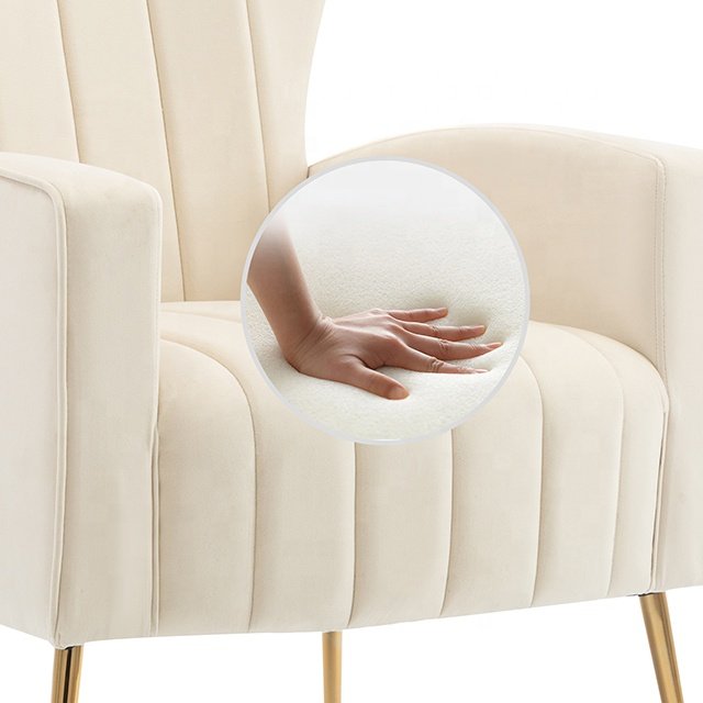 On Stock Classic Design Modern Fabric Pink Velvet Upholstery Leisure Single Sofa Wing Arm Lounge Chair For Living Room