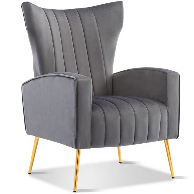 On Stock Classic Design Modern Fabric Pink Velvet Upholstery Leisure Single Sofa Wing Arm Lounge Chair For Living Room