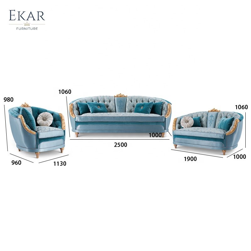 Luxury Hand Carving Velvet Classic 6 Seaters Antique Living Room Furniture Sofa Set arabic sofa set majlis