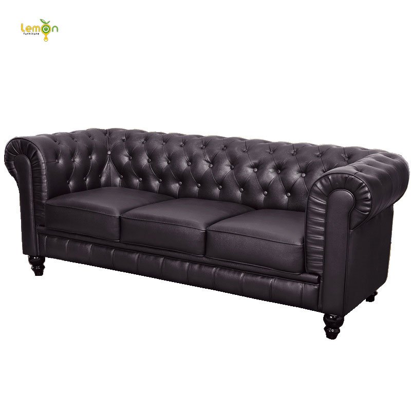 Vintage chesterfield sofa three seater leather coffee shop office sofa set