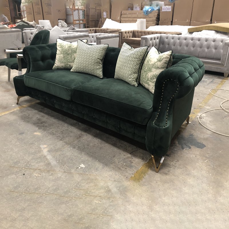Modern Style Light Luxury Sectional Living Room Furniture Set Couch Stainless Steel Custom Velvet Sofa