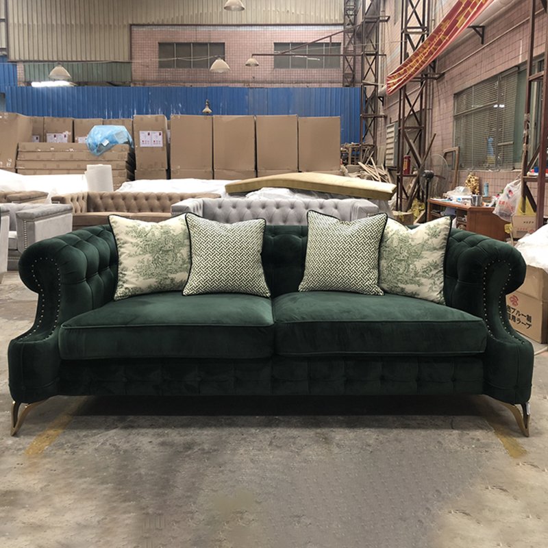 Modern Style Light Luxury Sectional Living Room Furniture Set Couch Stainless Steel Custom Velvet Sofa