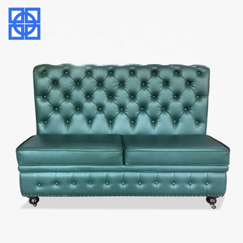 Customized KTV Bar Furniture Restaurant Chesterfield Sofa Booth Green Leather Comfortable Soft High End Restaurant Booths Sofa