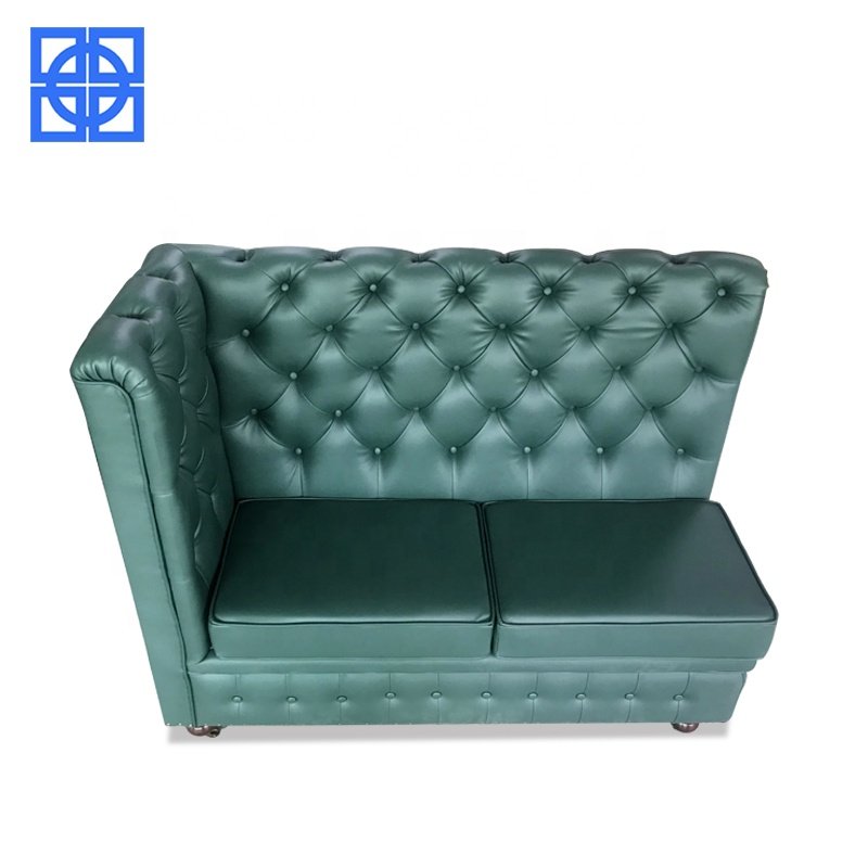 Customized KTV Bar Furniture Restaurant Chesterfield Sofa Booth Green Leather Comfortable Soft High End Restaurant Booths Sofa