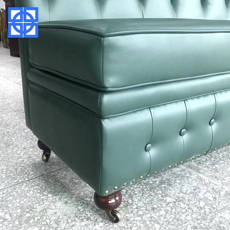 Customized KTV Bar Furniture Restaurant Chesterfield Sofa Booth Green Leather Comfortable Soft High End Restaurant Booths Sofa