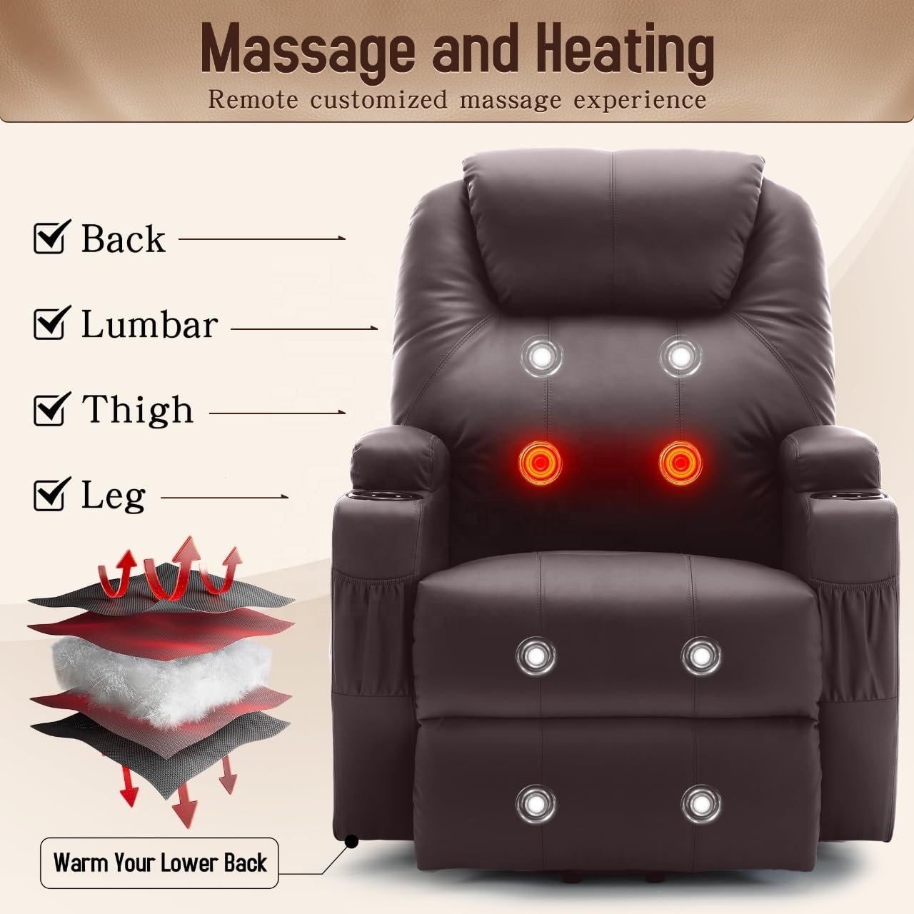 Modern Furniture Home Theater Elder Massage One Seater Recliner Sofa for the Living Room
