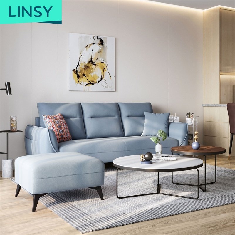Linsy Modern European Pastoral Fabric Corner Sofa Home Furniture Nordic Fabric Sofa Modern Minimalist Net Garden Sofas S098