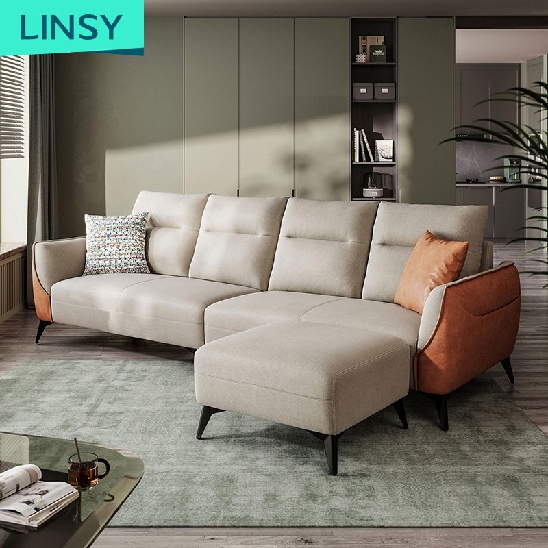 Linsy Modern European Pastoral Fabric Corner Sofa Home Furniture Nordic Fabric Sofa Modern Minimalist Net Garden Sofas S098