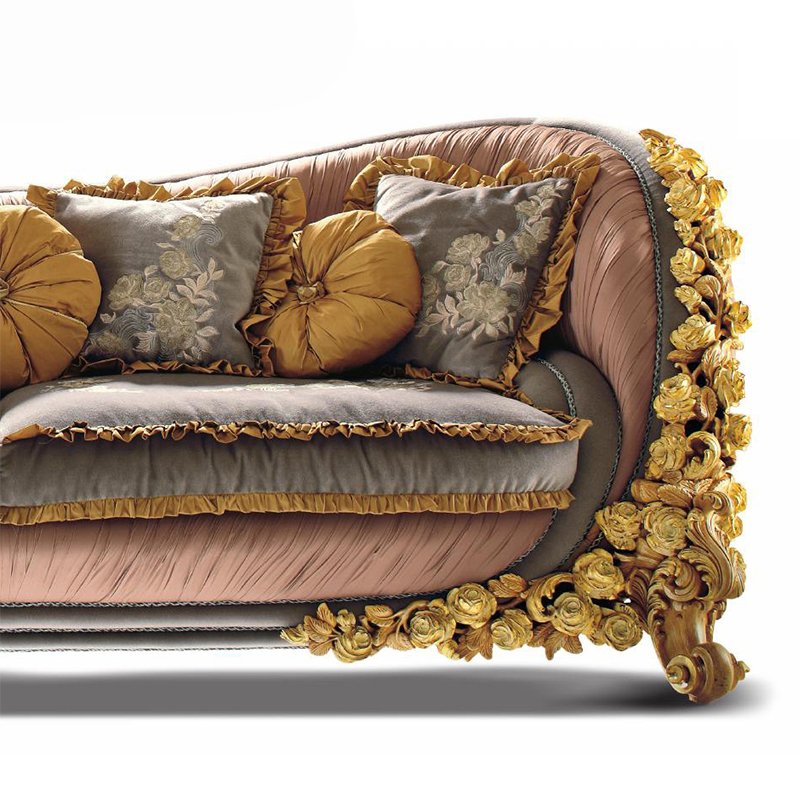 baroque furniture home luxury wood golden rose carving sofa couch living room furniture