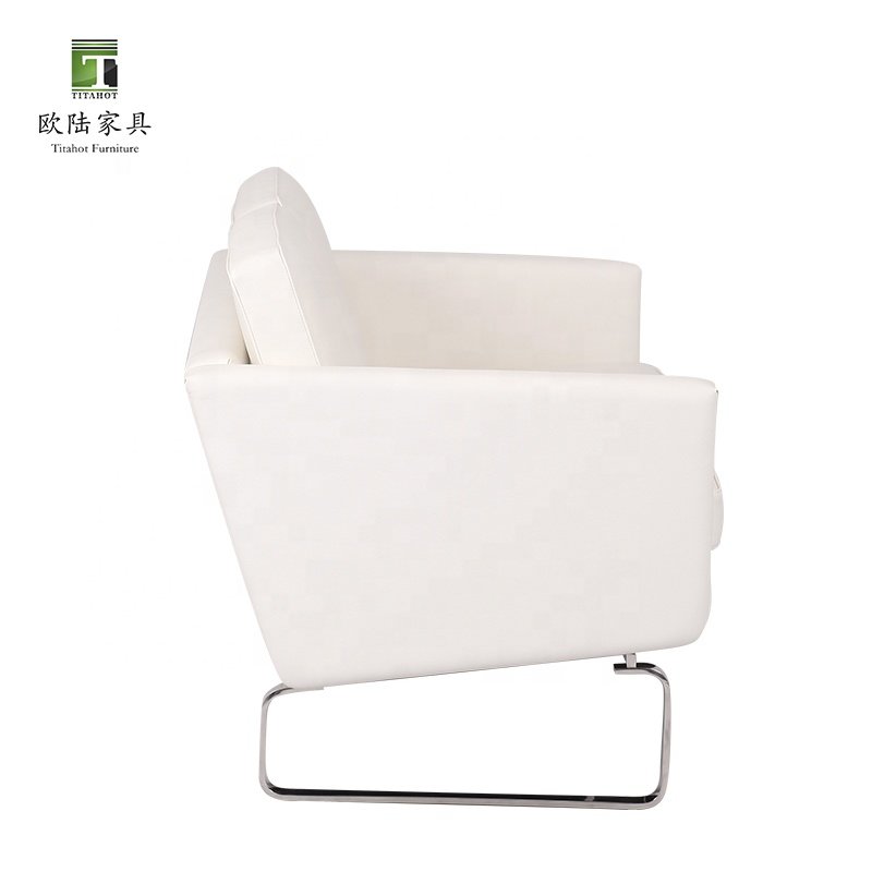 Vintage Office Sofa Chair Fabric Stainless Steel Armrest Leisure Chair OEM Service Commercial Waiting Sofa For Home Hotel Villa