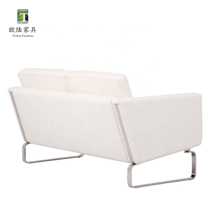 Vintage Office Sofa Chair Fabric Stainless Steel Armrest Leisure Chair OEM Service Commercial Waiting Sofa For Home Hotel Villa