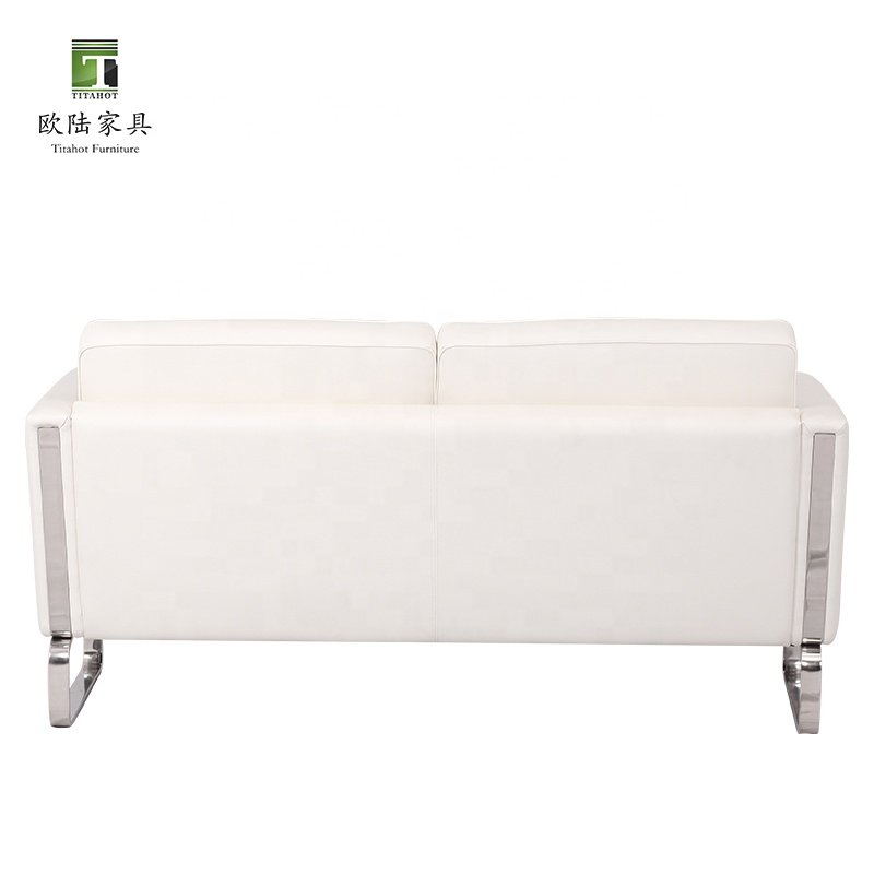 Vintage Office Sofa Chair Fabric Stainless Steel Armrest Leisure Chair OEM Service Commercial Waiting Sofa For Home Hotel Villa