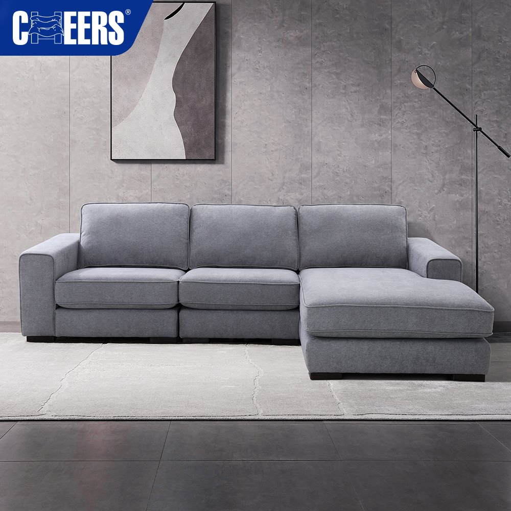 MANWAH CHEERS Modern L Shape Oversized Modular Couch Sleeper Sofa Fribric Living Room Sofa Bed Set, Sofa beds