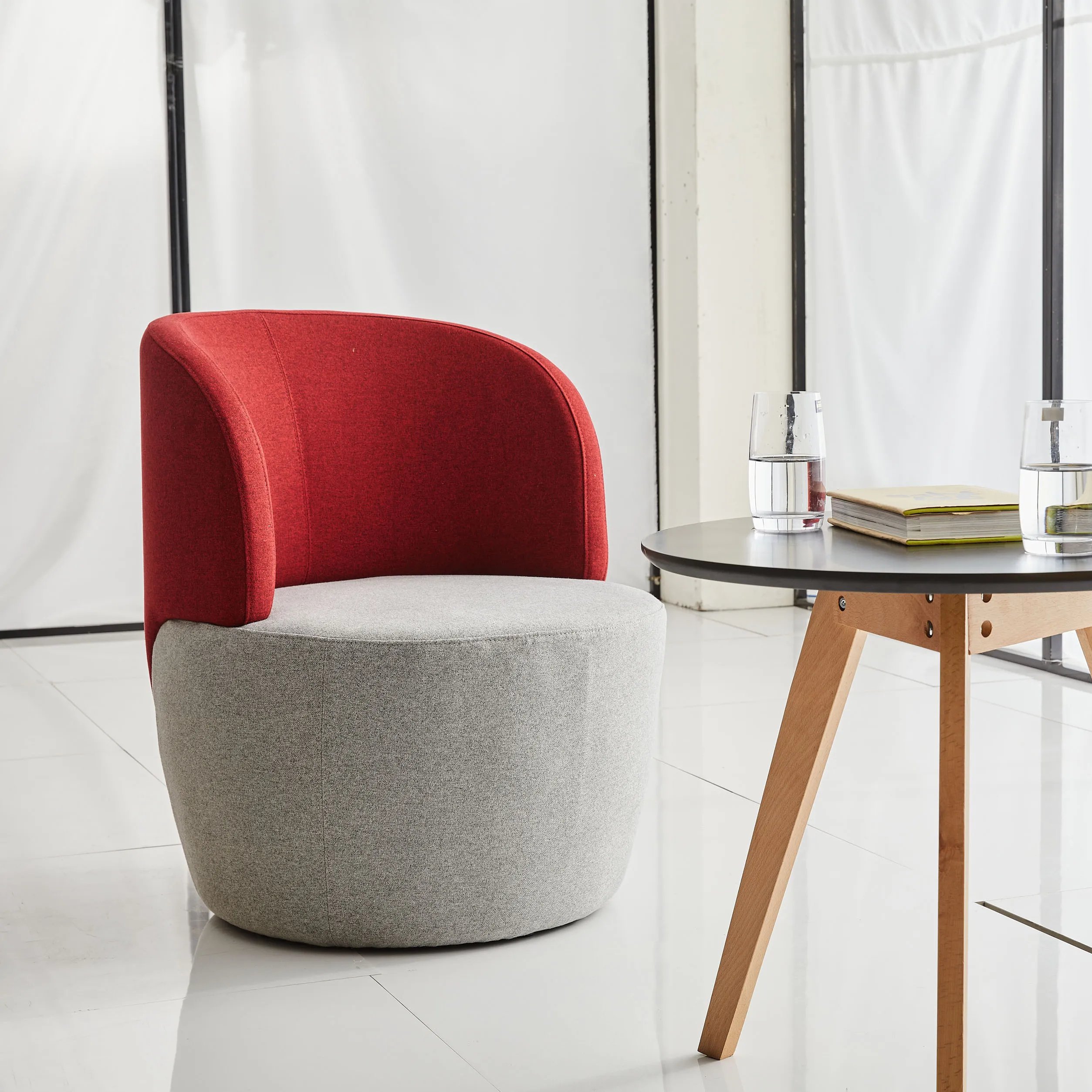 Simple modern light luxury single sofa chair negotiate office leisure commercial comfort linen office sofa chair