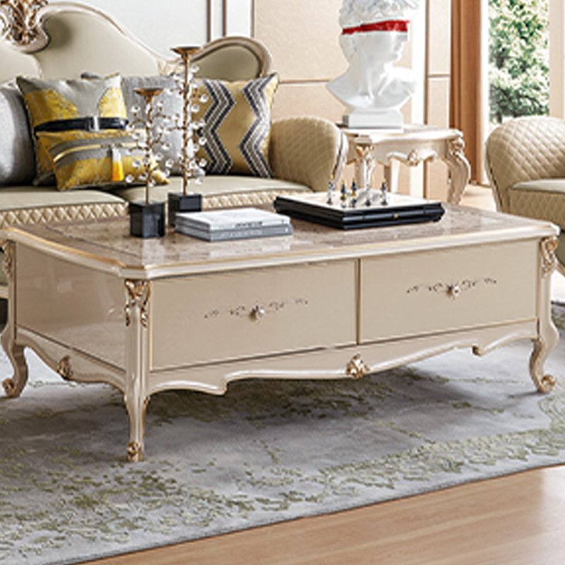 French Living room Sofa Sets Classic leather Royal Style 1+2+3 solid wood leather antique sofa