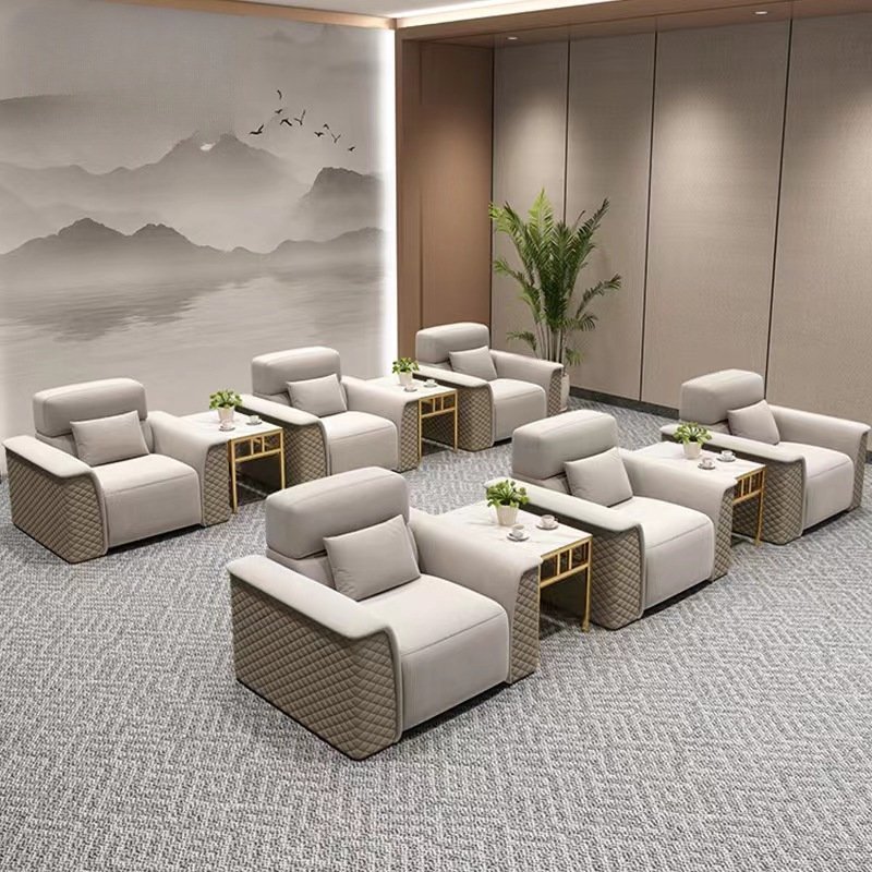 Ekintop High Quality Wood Frame Fabric Single Sofa Office Waiting Room Sofa More People Choose Office Sofa