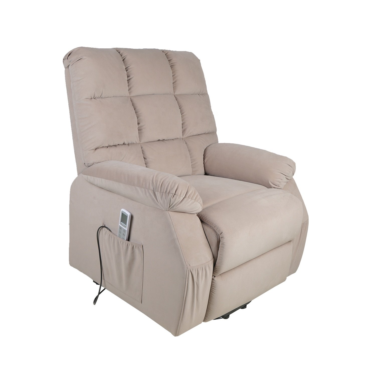luxury soft fabric LCD control 8point massage heat lift up chair for old people recliner sofa