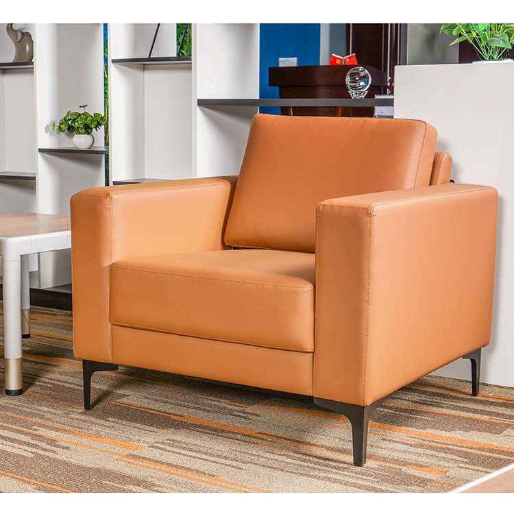 Live Room Modern Pu Sofas Small Single Guest Modular Sectional Orange One Two Seat Set Furniture Office Sofa