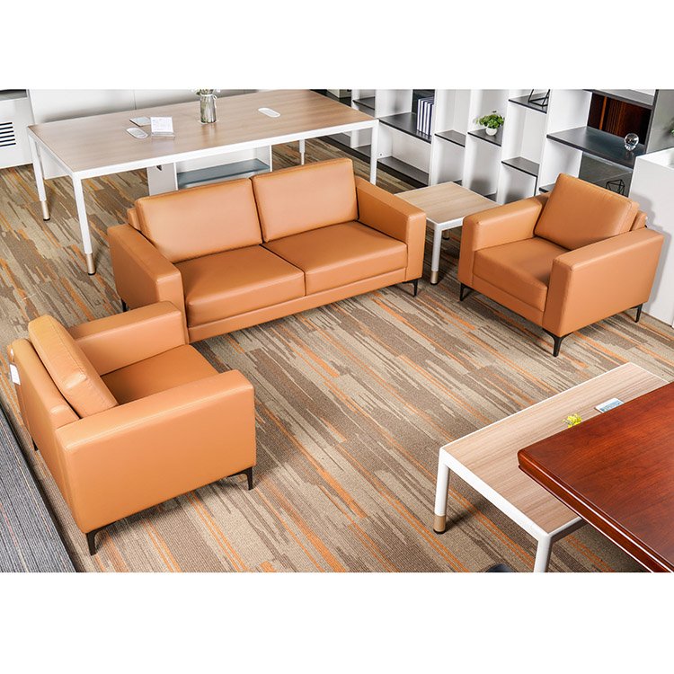 Live Room Modern Pu Sofas Small Single Guest Modular Sectional Orange One Two Seat Set Furniture Office Sofa