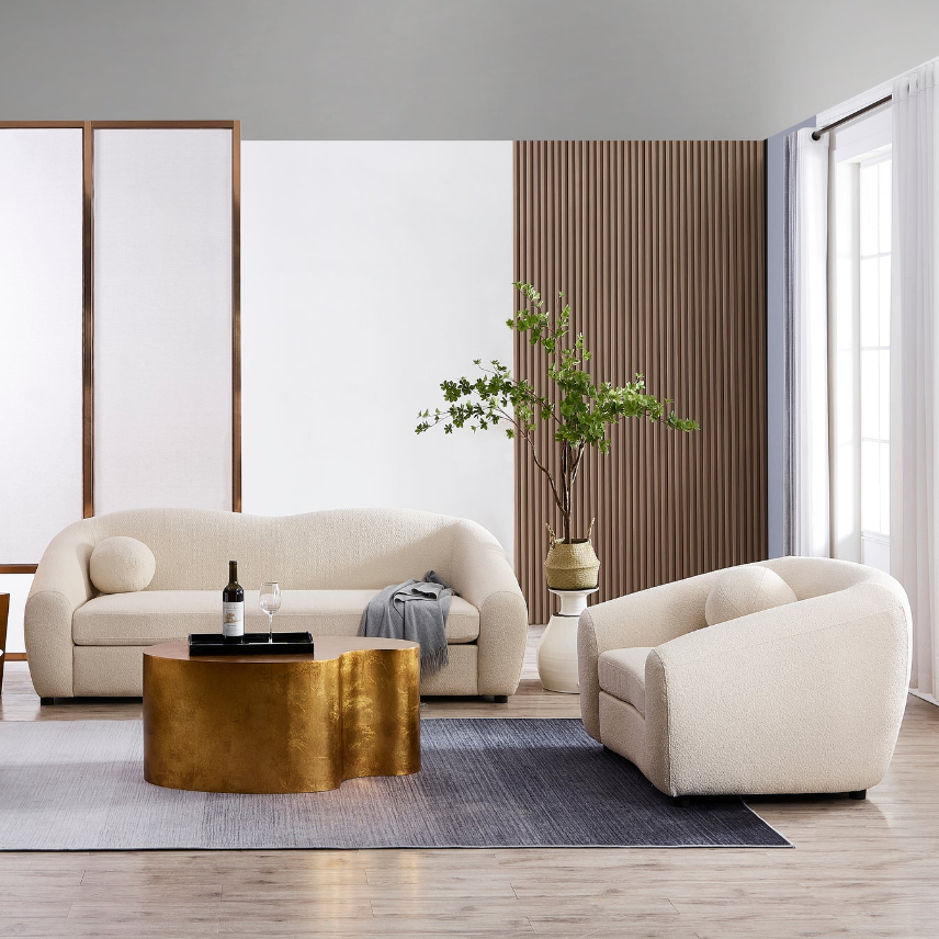 Contemporary Modern Design Home Leisure Lounge Natural White Boucle Best Sofa Set Living Room Sofas Sala Modern